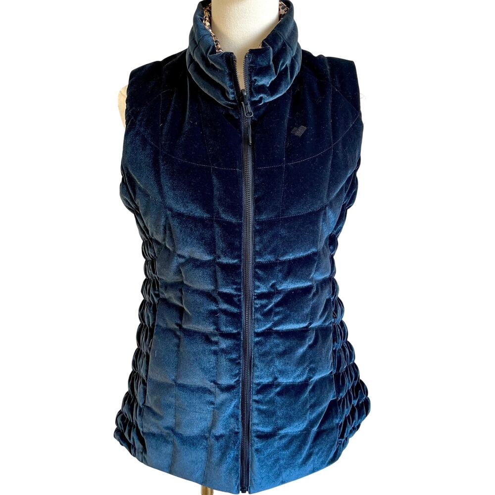 Obermeyer Soleil II Reversible Down Black Velvet Leopard Puffer Vest Sz M